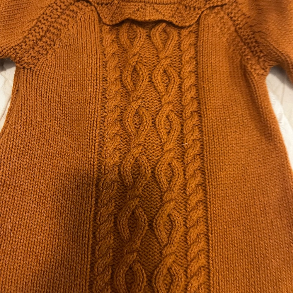 Rachel Zoe Burnt Orange Knitted Baby Sweater dress with leggings and bonnett - Picture 4 of 8